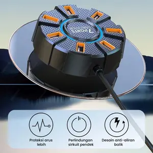 Stasiun Dok Konverter 2.0 Pengisi Daya USB Baru 7 Port Lampu LED Kabel 120Cm