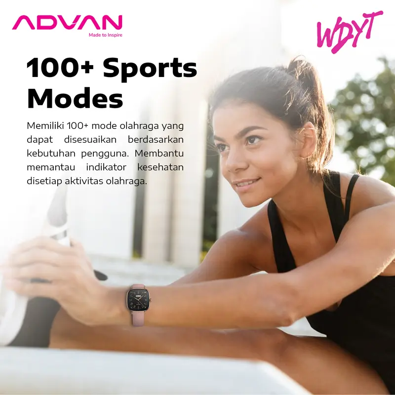 [Exclusive Vilmei] ADVAN Smartwatch WDYT 1.7" Super Amoled AOD Smart AI Assistant Bluetooth Call WaterProof IP68 Jam Tangan Pintar 6