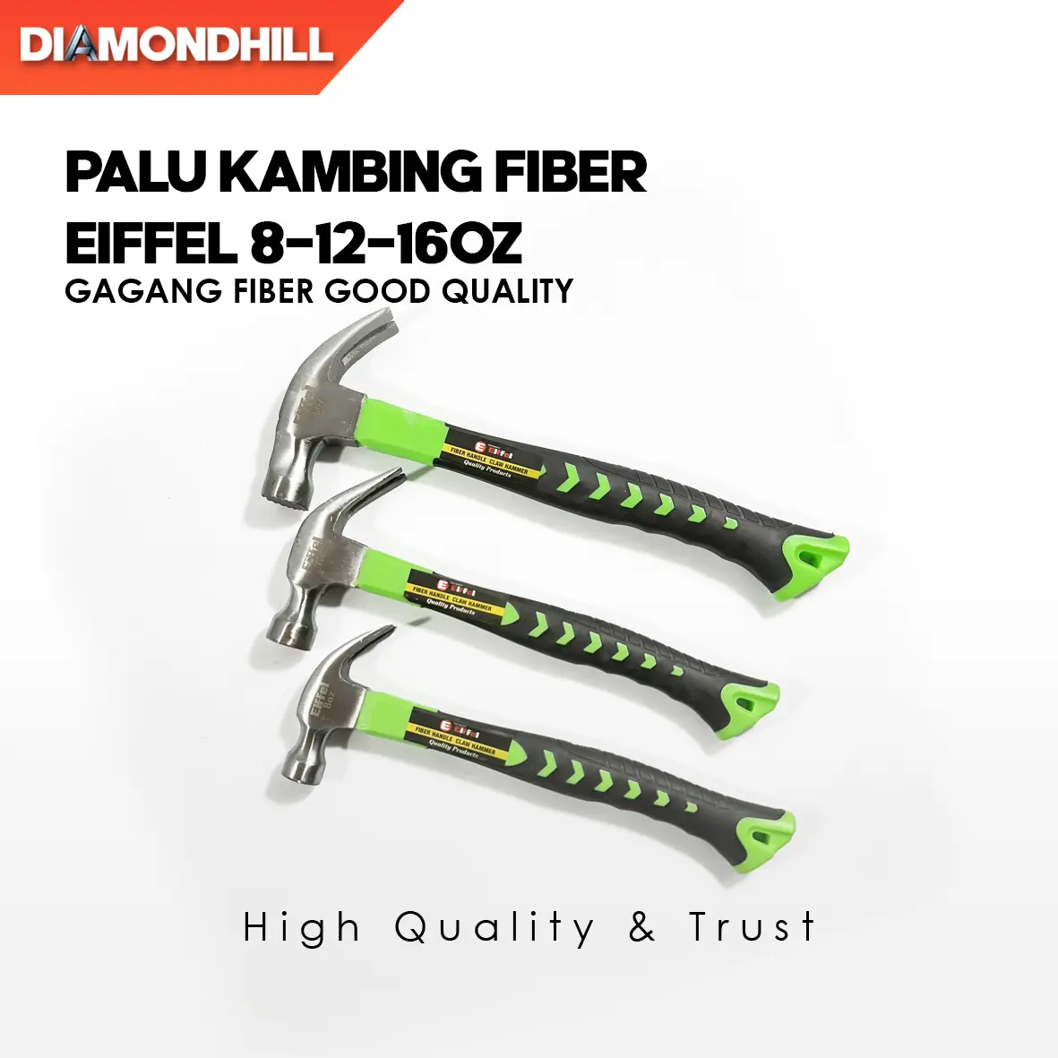 PALU KAMBING POLOS FIBER - 16oz/12oz/8oz BAHAN FIBER ANTI KARAT, PEGANGAN NYAMAN & KUAT
