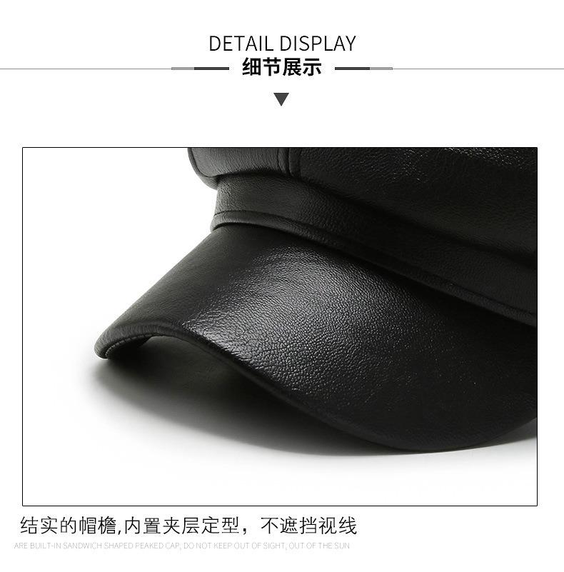 Product Introduction of Mũ Bát Giác, Da PU, Thiết Kế Đơn Giản, Phong Cách Trơn Thời Trang, Dành Cho Nam Và Nữ Da Đen, Phong Cách Hàn Quốc, Kiểu Mũ Vịt 8