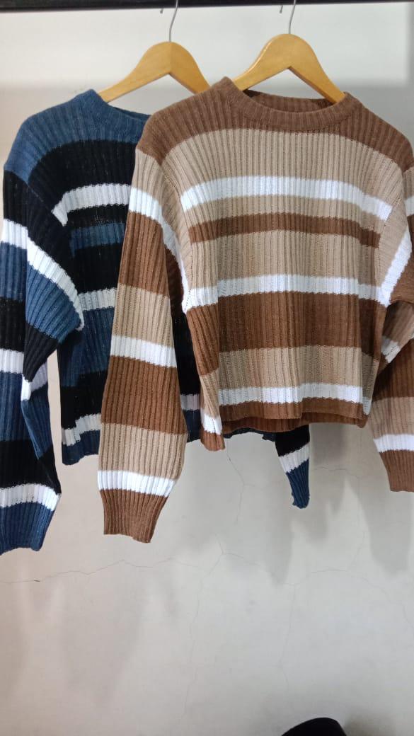 Sweater Rajut Azalea dengan Stripe Lengan Panjang untuk Wanita - Knitwear Wanita Crop Top - Atasan Wanita Casual Garis Salur - Baju Cewek Stripe Motif Cardigan Dewasa Sweater Rajut Azalea dengan Stripe Lengan Panjang untuk Wanita - Knitwear Wanita Crop Top - Atasan Wanita Casual Garis Salur - Baju Cewek Stripe Motif Cardigan Dewasa