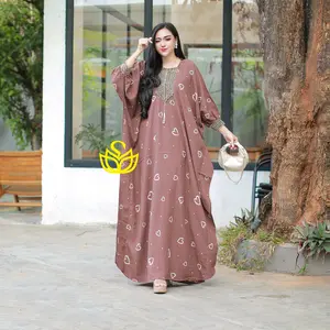 Kaftan Premium Batik Jumbo Kaftan Rayon Gamis Polos Hitam Setrip Navy Muslim Nyaman Dress Lebaran