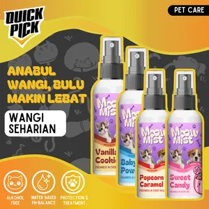 PARFUM KUCING PENGHILANG BAU QUICKPICK Pewangi Bulu Hewan Food Grade Aman Terjilat Pet Deodorizing Odor Remover Spray Cat Pelebat Pelembut Bulu Anabul Anjing Hamster Kelinci Wangi Premium Tahan Lama Anti Kutu Bakteri & Jamur Penghilang Bau Kotoran Pesing