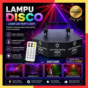 Lampu Disco Proyektor Sorot Laser LED Strobo Lighting RGB DMX512 Full Warna Panggung DJ Pesta Disko Party