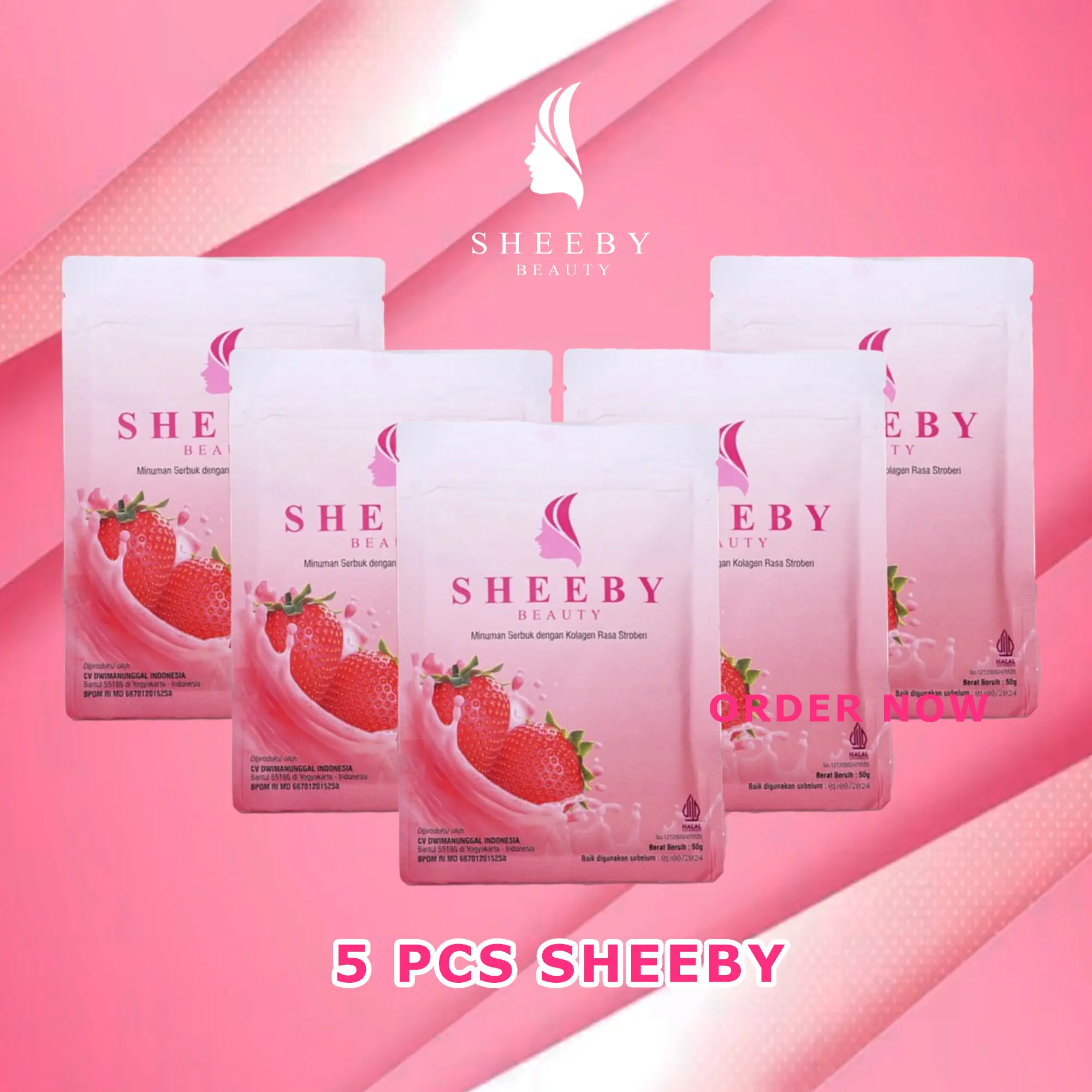 Promo 5pcs Terbatas Minuman Collagen Glutathione Sheeby Beauty Asli Whitening Booster