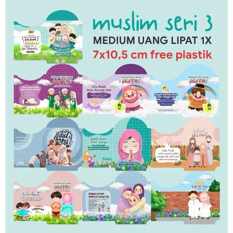 Amplop medium muslim 5 pak (50lembar) amplop uang Kertas 1