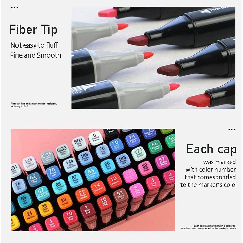 Spidol berbahan dasar minyak ujung ganda untuk lukisan anak-anak pena cat air 24-80 warna set pensil cat air lengkap 2 in 1 Markers Art Pen Plastik Stationery | Kekinian