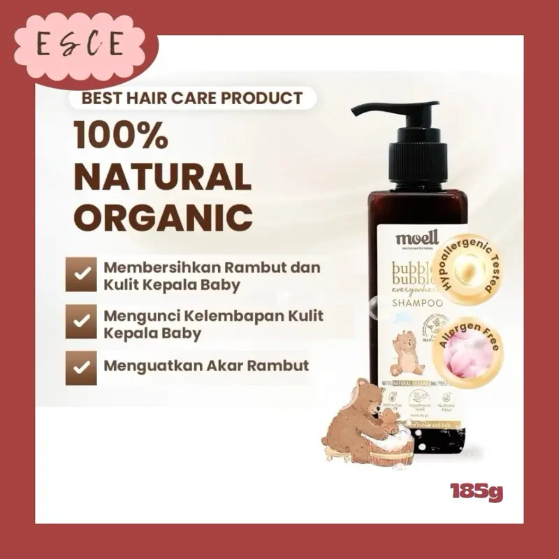 ESCE MOELL Healthy Skincare BABY Natural Organic Hair Lotion Shampoo Body Wash Face Cream Sunscreen Balm 2