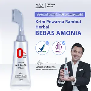 [PROMO SPESIAL] Halal-CrownCare Hair Coloring Cream Penghitam Rambut Uban | Sisir Pewarna CC |  Fruit-scented Krim Wangi Membantu menghitamkan uban | dengan Sisir Cat Dye No SLS Ammonia free