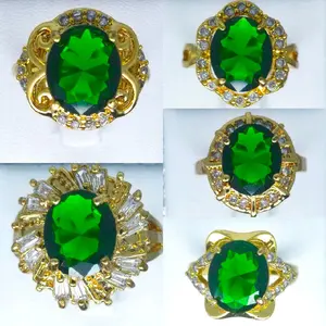 Cincin Xuping Gold Wanita Batu Obsidian Green Emerald Cutting 10mmx12mm ring jewelry