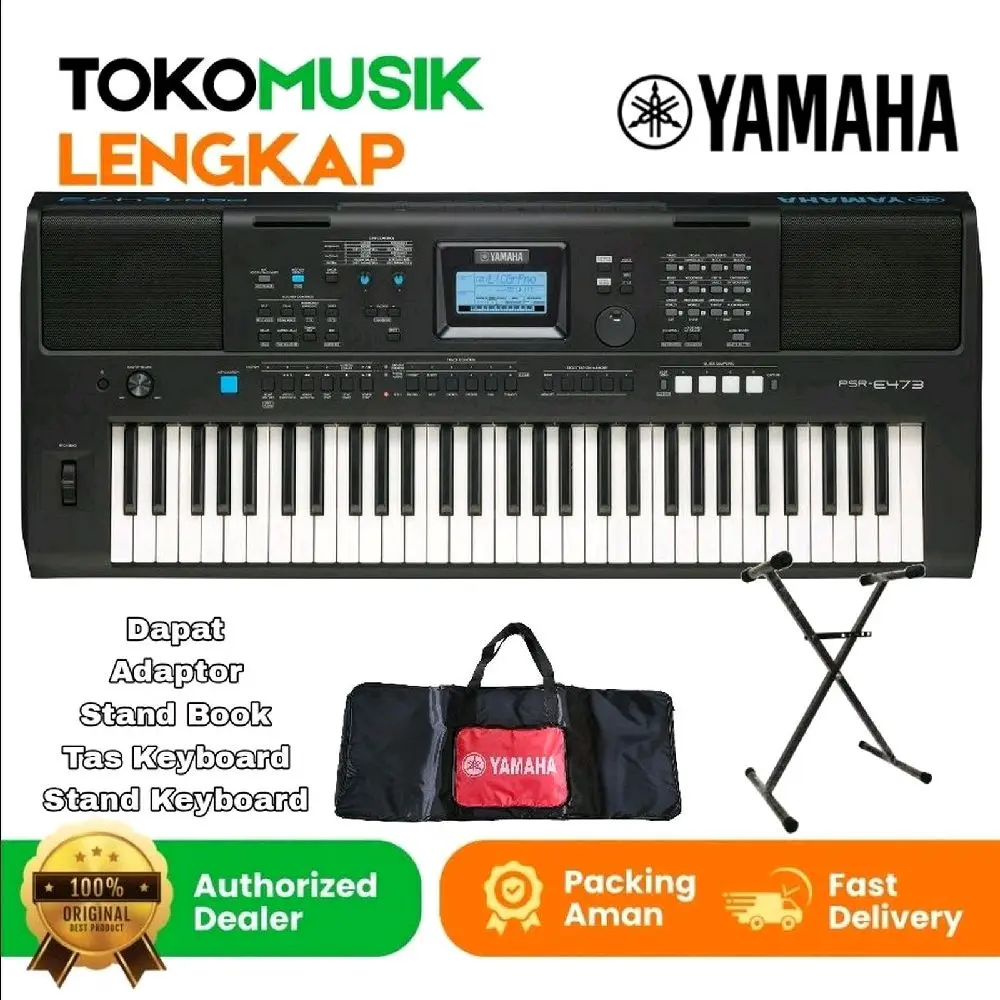 New Keyboard Yamaha PSRE473 Yamaha Keyboard PSR E473 Yamaha E473 61 Keys - Plus Tas Plus Stand