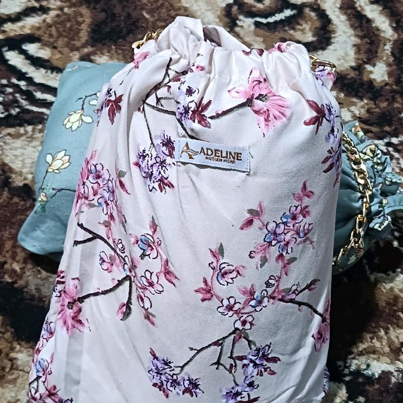 Mukena Katun Rayon Motif Bunga Sakura Ukuran Jumbo - Dewasa - Muslim, Wanita, Bali, Cantik, Renda, Mukenah 1