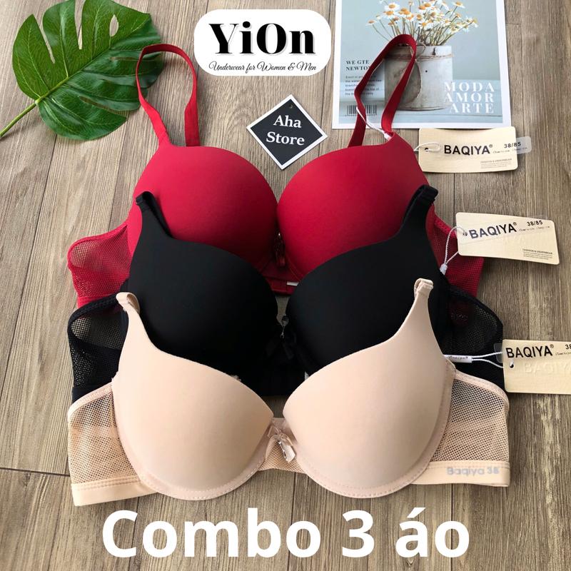 COMBO 3 Áo Ngực Su Đúc Thái Lan mút dày 3cm, Áo lót có gọng dẻo form nhỏ cup nhỏ K32 Yion Underwear