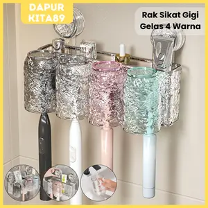 DK89 Tempat Rak Sikat Gigi Gelas 4 Warna Multifungsi Tempat Odol dan Sikat Gigi Tempat Sikat Gigi Kamar Mandi Rak Sikat Gigi dan Gelas Air Gosok Gigi