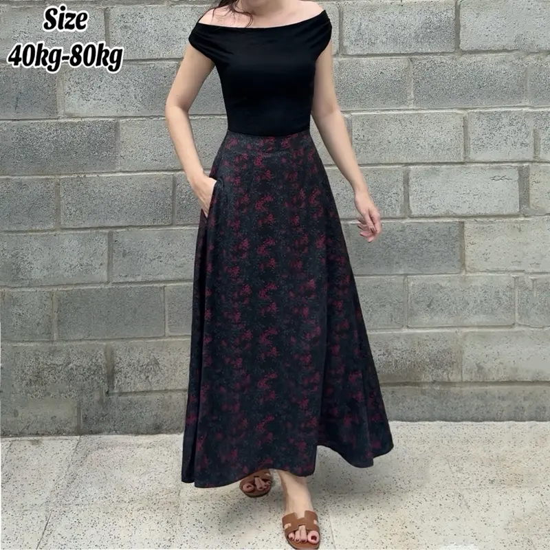 Chân Váy Dài Dáng Xoè - Vải Rất Đẹp - Có Túi - Có Lót Trong - Giấu Bụng - Che Khuyết Điểm - size 40kg-80kg (Big size) - Nữ Women