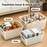 Gambar U-Living Keranjang Penyimpanan Serbaguna Dengan Pegangan Storage Basket Plastik Mainan Pakaian Kokoh Multifungsi ST051 - Sedang - Putih dari U-Living Indonesia Kota Bekasi 4 Tokopedia