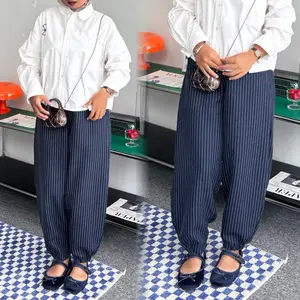 BIGIMO - Celana Barrel Stripe Pants - Celana Panjang Bawahan  Stripped Salur Wanita Katun Streetwear Style Skena High Waist Santai Nyaman Vintage Kalcer Baggy Gombrong Curve Casual Premium Jogger