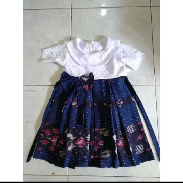 DRES TENUN ANAK-ANAK KOMBINASI BROKAT, BAJU RESMI BAJU KONDANGAN CANTIK DAN IMUT 2