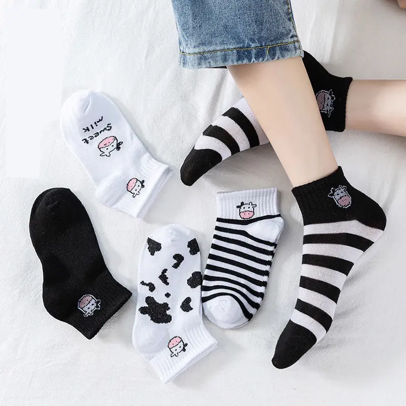 Kaos Kaki Motif Sapi Kaos Kaki Ankle Cute Socks Short Sepatu Lucu Wanita Pria Murah Import R596 3