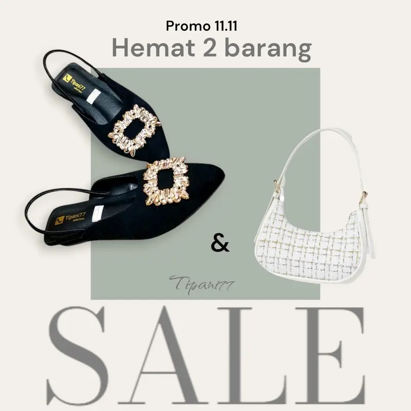 Paket hemat 2set sandal heels 3cm lavista dan tas cassy wanita 2