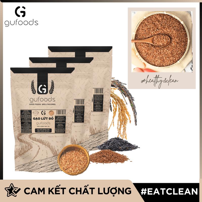 Combo 3 túi Gạo lứt GUfoods (đỏ / đen tím than) (mỗi túi 1kg) - Healthy, Thực dưỡng, Eat clean