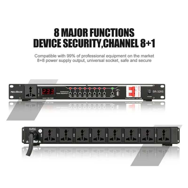 NEW BAXS Manajer listrik SR-328S 40 Amp power controller 8-channel audio time system power is applicable to stage central control socket controller. 2