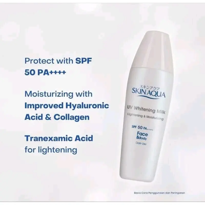 SKIN AQUA WHITENING MILK SPF 50 -Skinaqua tutup putih dengan tranexamic acid Mencerahkan kulit Mencerahkan Melembutkan Tranexamic Acid Hyaluronic Wajah Perawatan Kusam Pencerah Memutihkan Hitam Facial 5