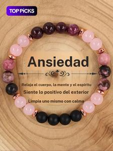 Pulsera de Granate de Piedra Natural para Mujer, Alivio de la Ansiedad, Joyería de la Amistad, Regalo, Accesorio de Cadena de Mano Relajante para Amigos