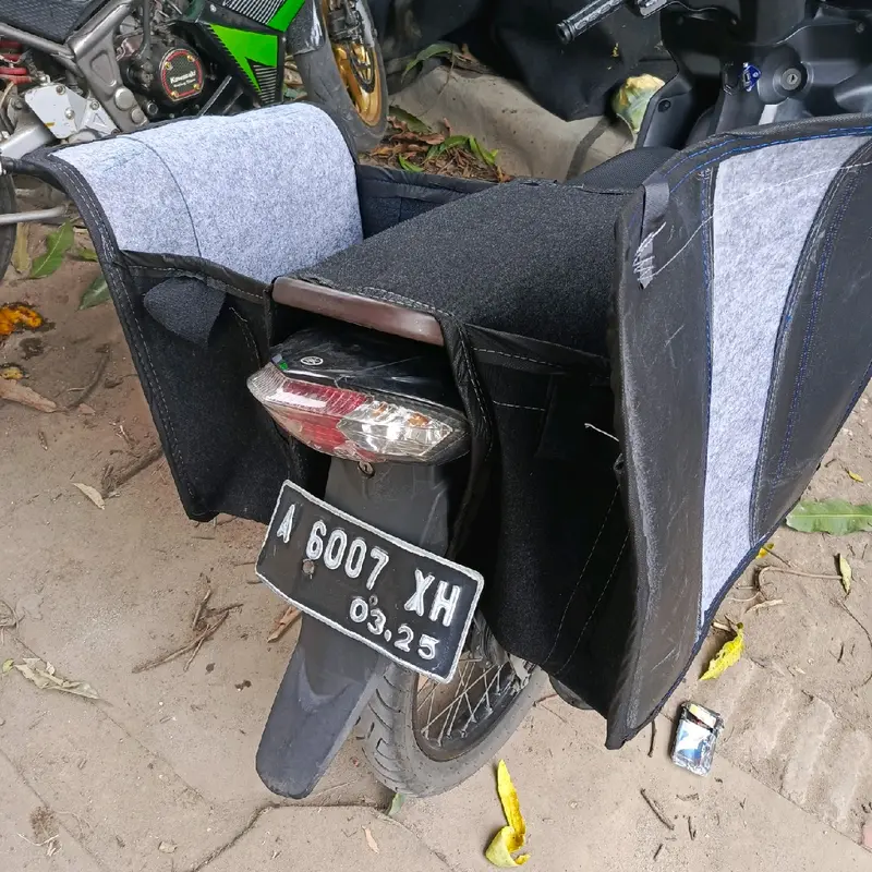 Tas obrok motor hitam dominan tas bronjong kuat tas kurir tas pasar serbaguna 6