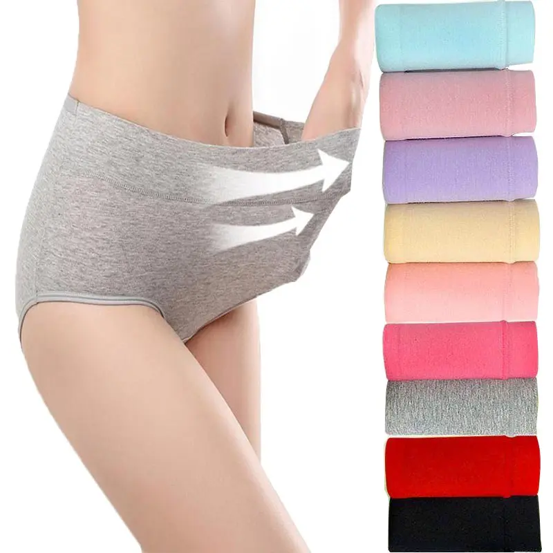Soft Comfortable Cotton Women Mid Waist Brief Panties Stretch Maxi Lady Female Underwear