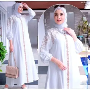 INAYAH DRESS GAMIS TERBARU KONDANGAN MEWAH ADEM DAN ELEGANT GAMIS POLO LINEN MIX BORDIR CANTIK GAMIS MUSLIM KEKINIAN FASHION WANITA KOREAN STYLE