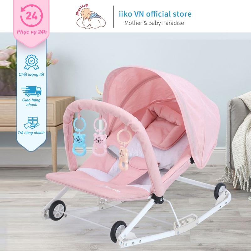 Ghế Bập Bênh Cho Bé Nôi Ngủ Bập Bênh Đa Năng Có Tay Vịn An Toàn Đệm Lót Lưng Bánh Xe Đẩy Thuận Tiện Mang Du Lịch Voi