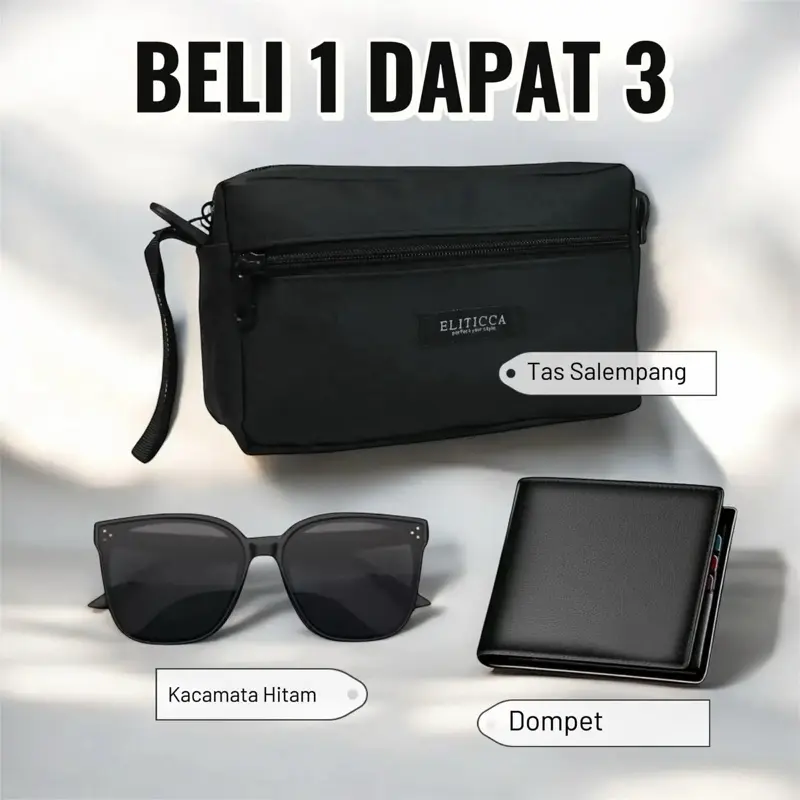 Beli 1 DAPAT 3 (Tas salempang, Kacamata, Dompet) Selempang