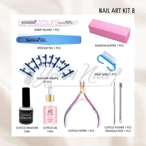Nail Art Kit Package 8 Perlengkapan Nailart Paket manicure gel nail menigel paket gel menicure
