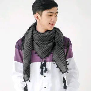 Sorban Pria Kashmiri Sorban Anak Laki Laki Bahan Kain Tenun Tebal Lembut Dingin Model Kotak Ukuran 115 Cm X 115 Cm Warna Coklat Merah Hijau Biru Hitam Orange Abu Hijau Corak Putih Biru Corak Putih Merah Corak Putih