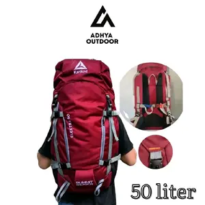 Tas Carrier Hiking 50L – Bahan Cordura Premium, Nyaman & Ringan Gratis Rain Cover