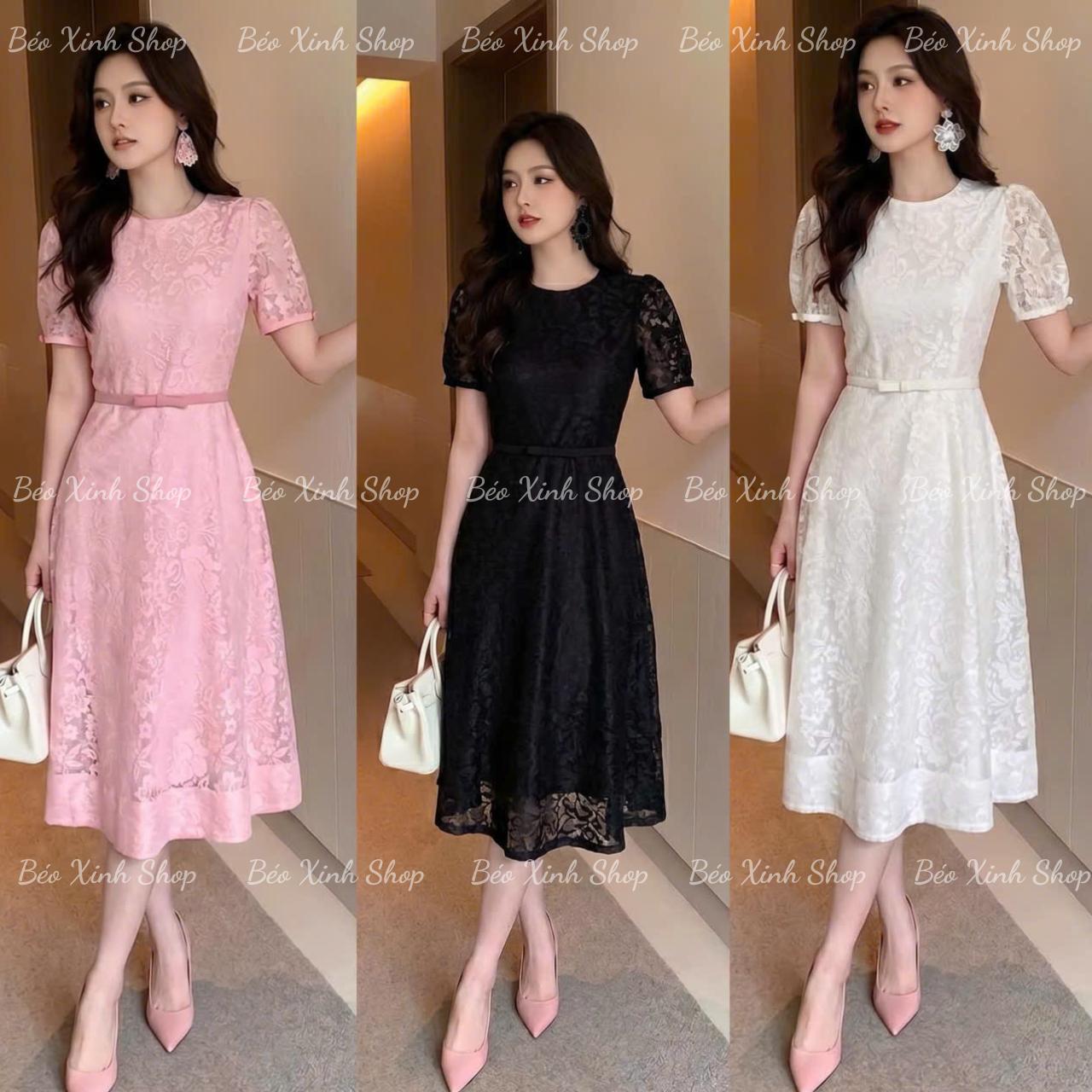 Váy Dự Tiệc Thiết Kế Dáng Dài Tiểu Thư Cổ Tròn Phối Nơ(Vải Ren 2 Lớp Cao Cấp) Thanh Lịch Sang Trọng Cho Các Nàng Bigsize 40–90kg Thời Trang Nữ Béo Xinh Shop - A.1802