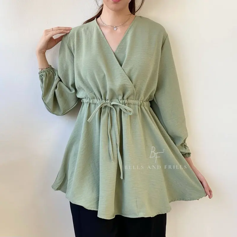 NOBU Blouse Crinkle Serut /Atasan Wanita Longsleeve / Atasan Casual Look Busui Bumil Friendly / Atasan Crinkle Airflow 0474 6
