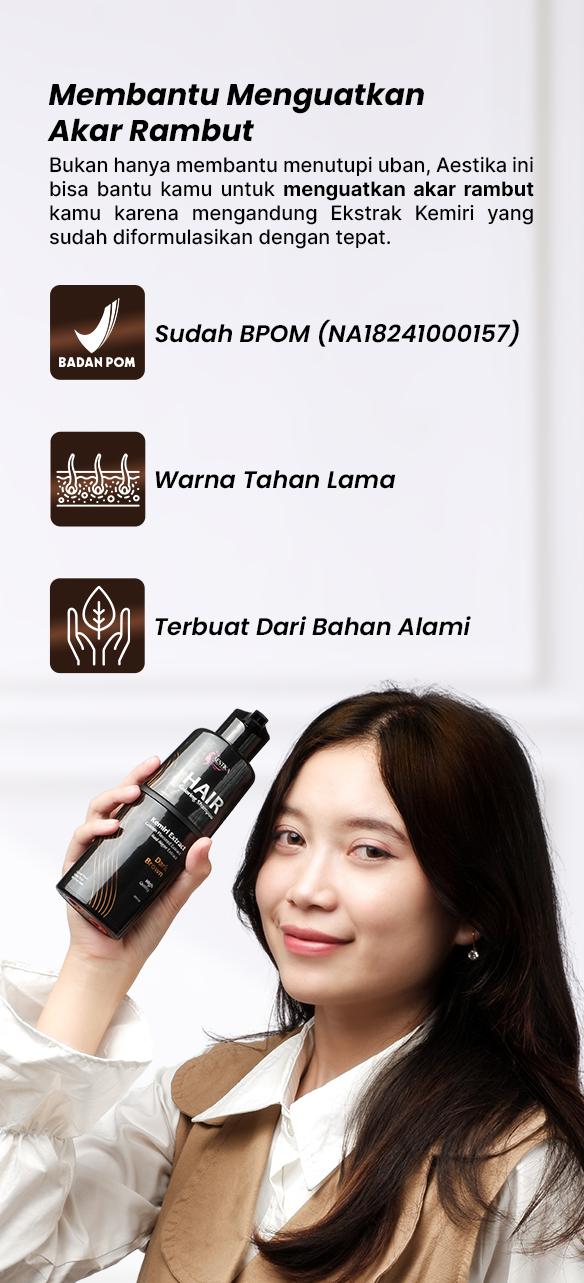 Product Introduction of [Promo Spesial] Aestika Dark Brown Hair Coloring Shampoo - Pewarna Rambut Beruban Kering Red Extract 2