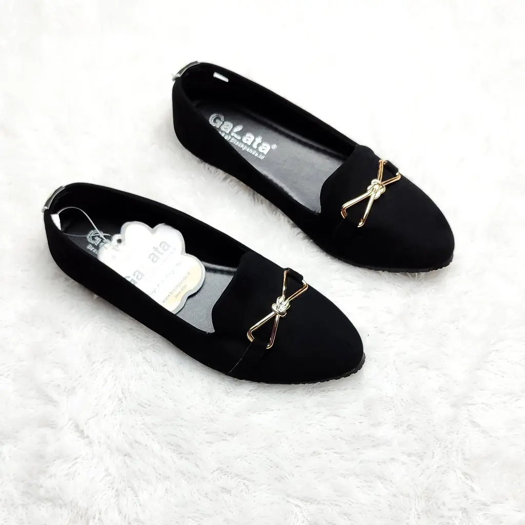 Blackpanda Lafur Flatshoes Wanita Cantik Ujung Lancip Hitam Kerja Karet flat shoes sandal sepatu kerja wanita