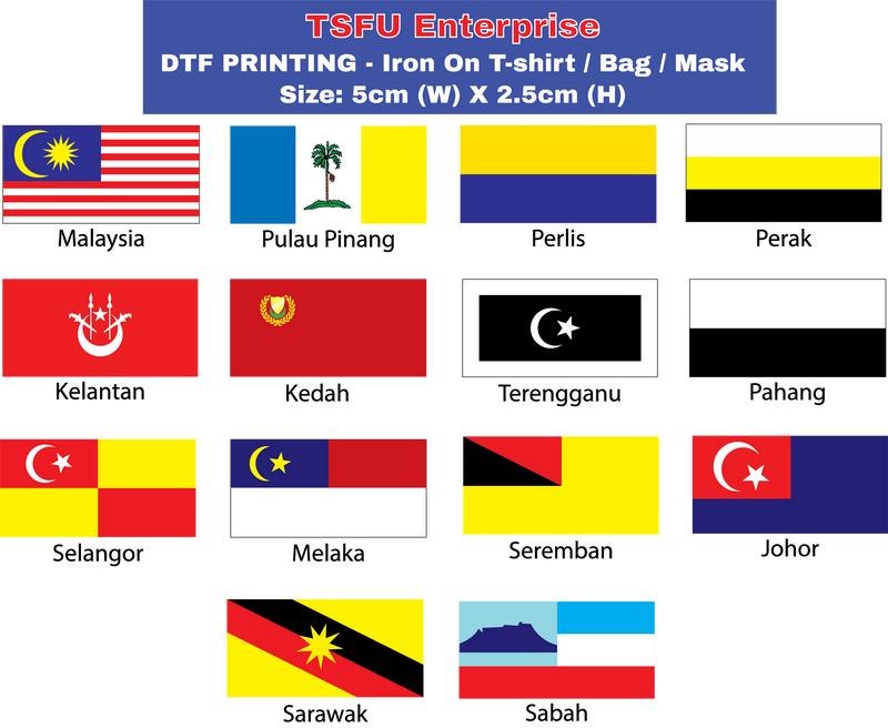 TSFU DTF PRINTING - FLAG MALAYSIA/ JALUR GEMILANG/ STATE STICKER ...