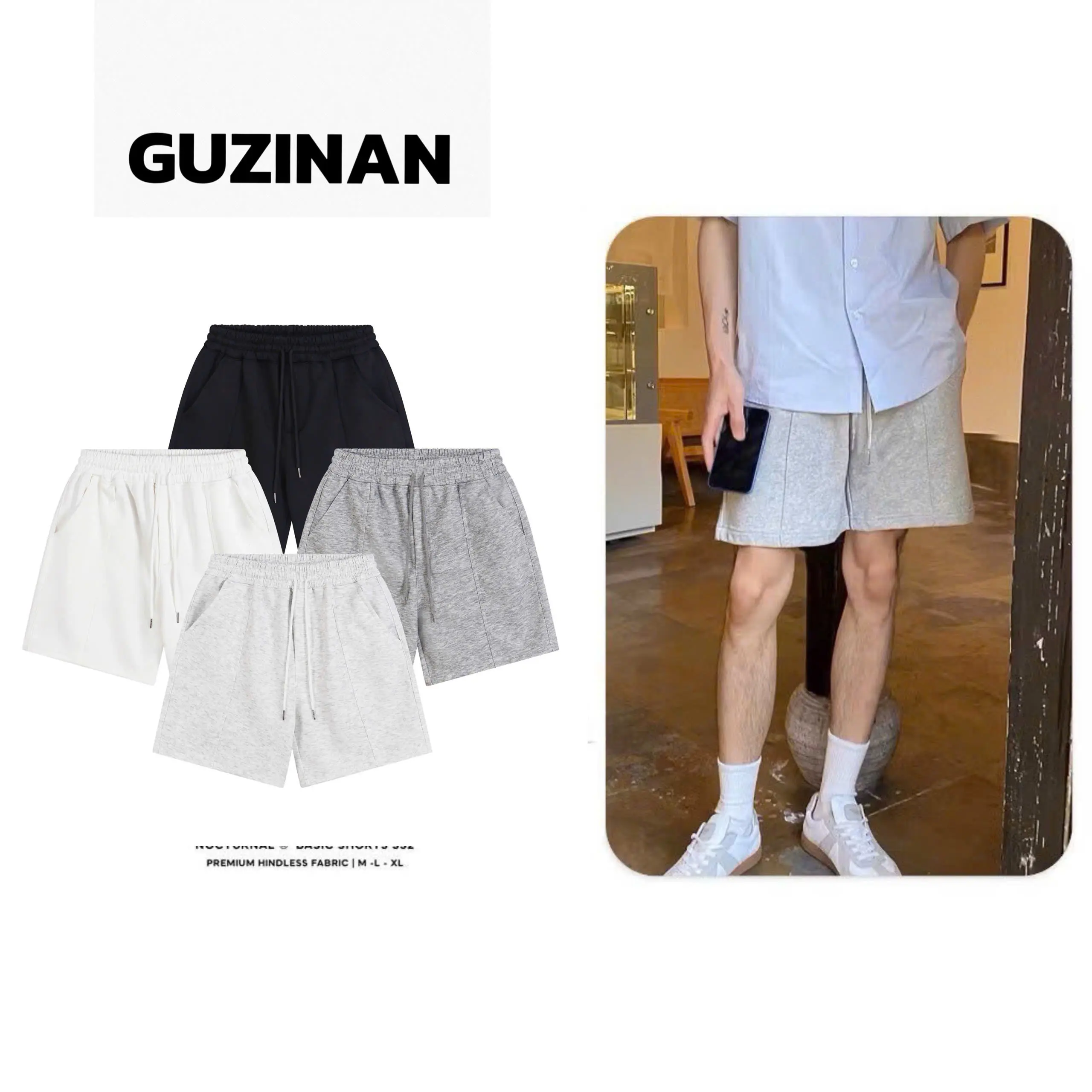 [GUZINAN] COMBO 2 Quần Short Nỉ 2Da (loại 1) Fom Trên Gối Unisex Nam Nữ Dày Dặn Co Giãn Tốt