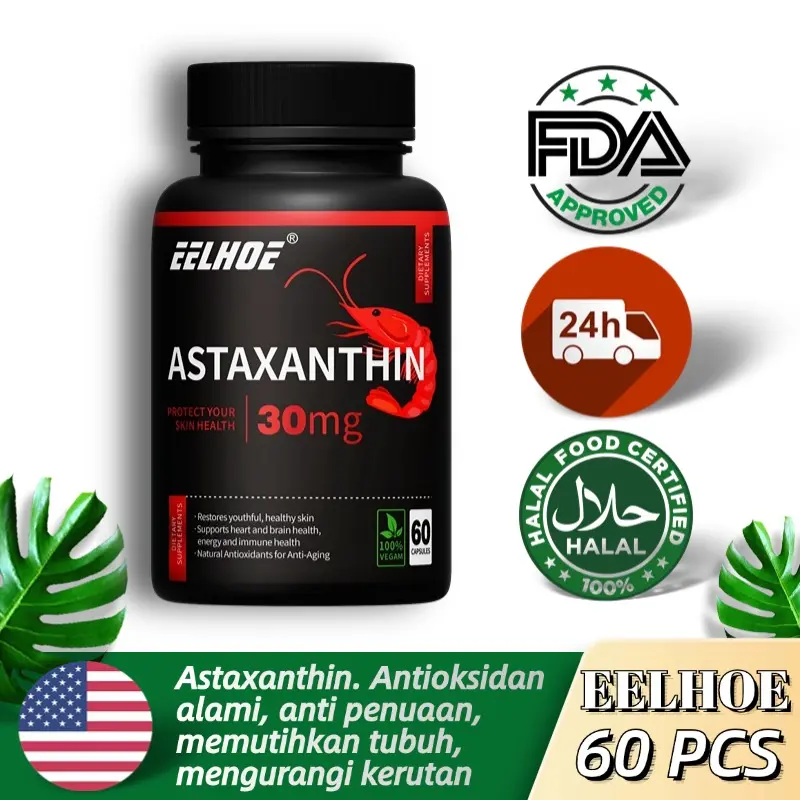 Astaxanthin 30 mg membantu anti penuaan dan melindungi kesehatan jantung, kulit, mata dan otak