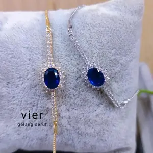 Gelang serut model Lady Diana blue shapphire cantik buat sehari-hari dan acara pesta