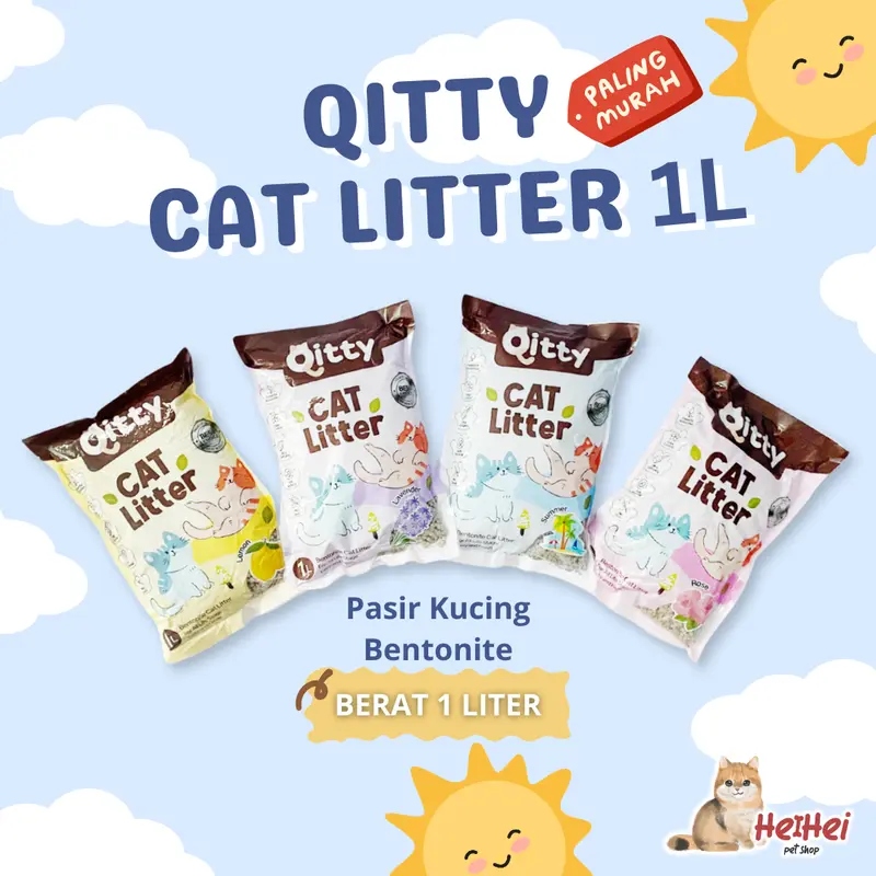 Pasir Kucing QITTY BENTONITE 1 LITER  - Cat Litter Bentonite - Pasir Kucing KITTY KITI KITTI Gumpal Wangi 0
