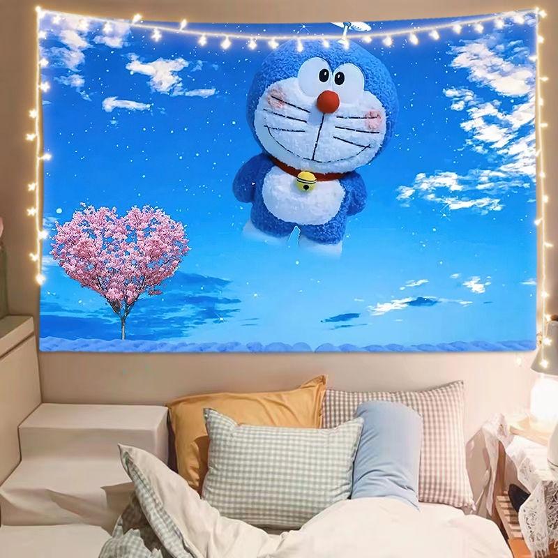 Trang Trí Doraemon Cho Phòng Ngủ Và Phòng Khách, Tranh Tường Vải Bố Trên Tường, Tấm Thảm Vải Treo Trang Trí, Vải Nền Trang Trí (150-130Cm, 150-200Cm) 4