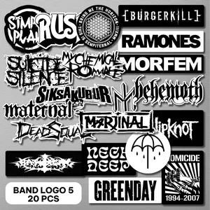 STIKER BAND ROCK Black and White Pack | BA5 | Hiasi Barang Kesayangan Anda Sticker Notes