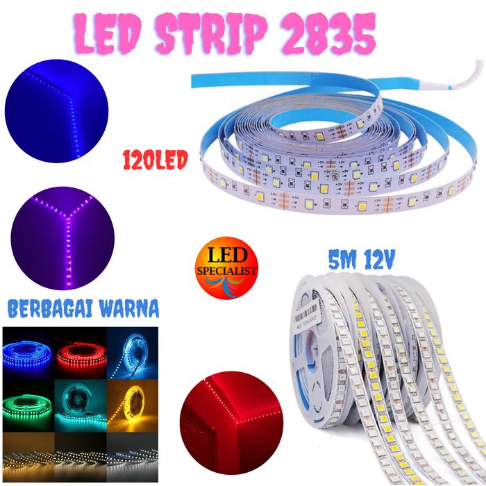 Jual LED Strip 2835 120L IP33 5 Meter Indoor Putih Kuning 4000K 5M 12V ...