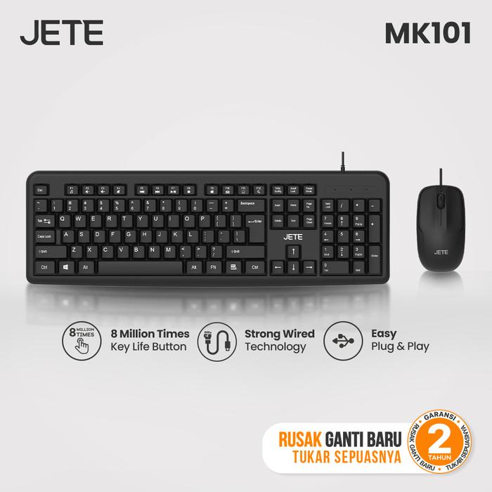 Gambar Keyboard Mouse Combo JETE MK101 Keyboard Mouse Kabel 1200 DPI Wired USB Keyboard Mouse Kantor PC Laptop Komputer Windows dari Doran Gadget Official Kota Administrasi Jakarta Pusat Tokopedia