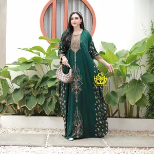 Kaftan Premium Batik Jumbo Kaftan Lebaran Rayon Gamis Polos Hitam Muslim Nyaman Dress Mewah